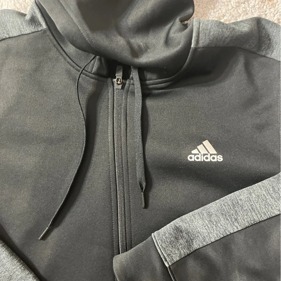 Adidas Climawarm mens warm athletic hoodie zip up black gray size Large - Picture 9 of 9